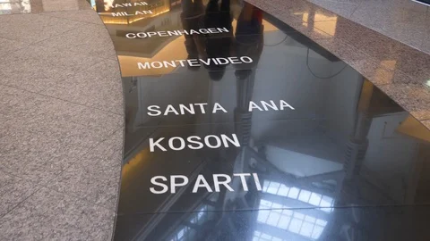 Tile strip of different capital cities of the world on mall Stock-Footage 95578610
