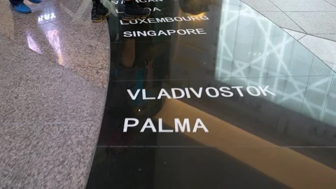 Tile strip of different capital cities of the world on mall Stock-Footage 95585465