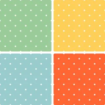 Tile summer vector pattern set with white polka dots on pastel background Stock Illustration
