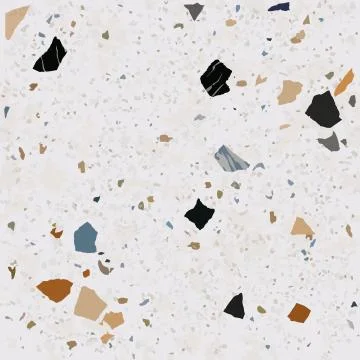 Tile terrazzo vector pattern with colorful stone on grey marble background Illustrazione stock