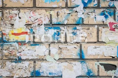 Tile texture with remnants of advertising Stock Photos