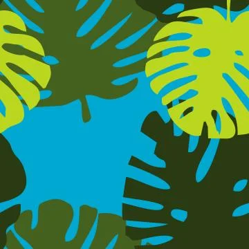 Tile tropical vector pattern with green exotic leaves Stock-Illustration