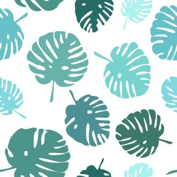 Tile tropical vector pattern with green exotic leaves Stock Illustration