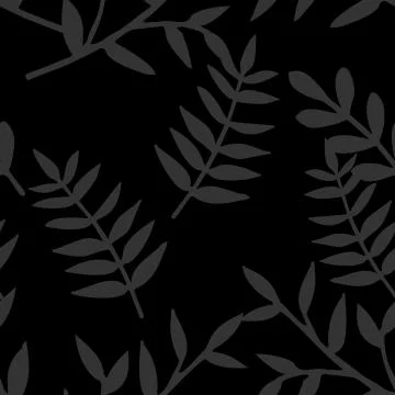 Tile tropical vector pattern with leaves on black background Stock Illustration