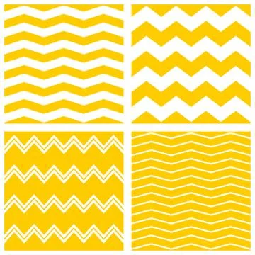 Tile vector chevron vector pattern set with yellow and white zig zag background Illustrazione stock