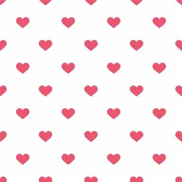 Tile vector pastel pattern with pink hearts on white background Stock Illustration