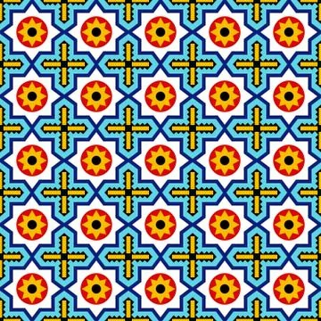 Tile Vector Pattern Azulejo Lisbon Retro Old Tiles Mosaic Stock Illustration