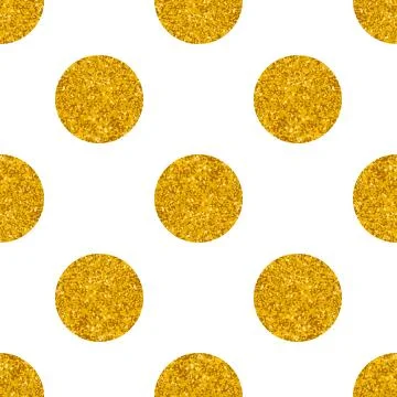 Tile vector pattern with big golden polka dots on white background Stock Illustration