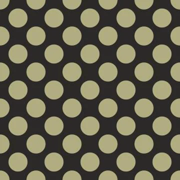 Tile vector pattern with big green polka dots on black background Stock Illustration