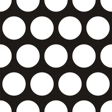 Tile vector pattern with big white polka dots on black background 库存插图