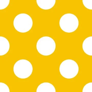 Tile vector pattern with big white polka dots on a sunny yellow background Stock Illustration