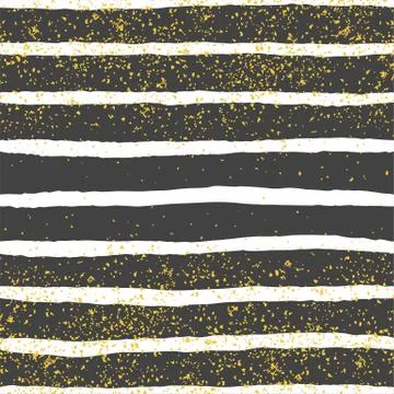 Tile vector pattern with black and white stripes and golden dust background Stock Illustration