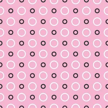 Tile vector pattern with black and white dots on pastel pink background Stock Illustration