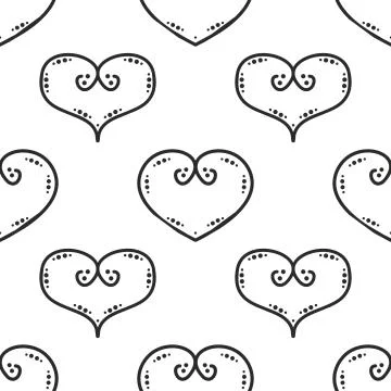Tile vector pattern with black hearts on white background Stock Illustration