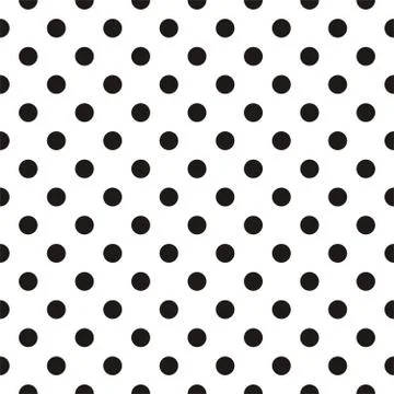Tile vector pattern with black polka dots on white background Stock Illustration
