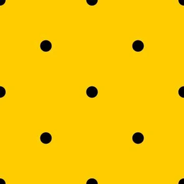 Tile vector pattern with black polka dots on yellow background Illustrazione stock