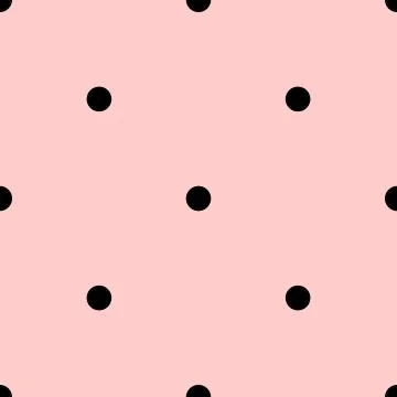 Tile vector pattern with black polka dots on pastel pink background Stock Illustration