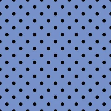 Tile vector pattern with black polka dots on pastel blue background Stock Illustration