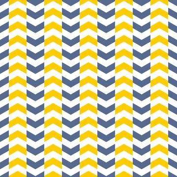 Tile vector pattern with blue and yellow zig zag arrow print on white background Illustrazione stock