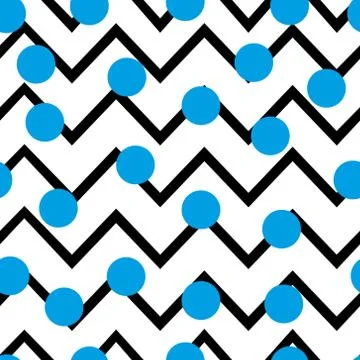 Tile vector pattern with blue dots on zig zag chevron background eps10 Illustrazione stock