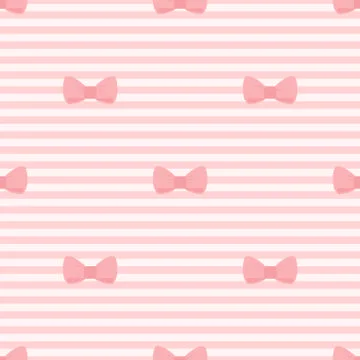 Tile vector pattern with bows on a pastel pink stripes background イラスト素材