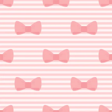 Tile vector pattern with bows on a pink strips background Stock Illustration