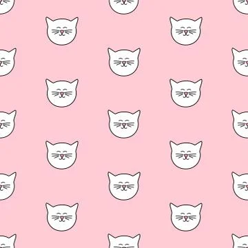 Tile vector pattern with cats on pink background Stock Illustration