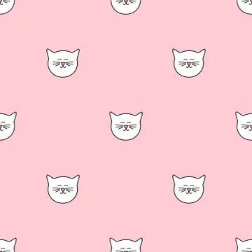 Tile vector pattern with cats on pink background Stock Illustration