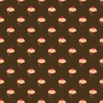 Tile vector pattern with cupcakes Stock Illustration