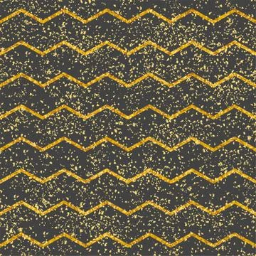 Tile vector pattern with dark grey and gold stripes and golden dust Stock Illustration