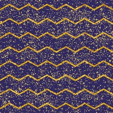 Tile vector pattern with dark navy blue and gold stripes and golden dust Stock Illustration