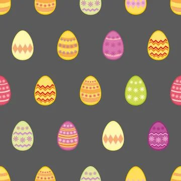 Tile vector pattern with easter eggs on black background 스톡 일러스트
