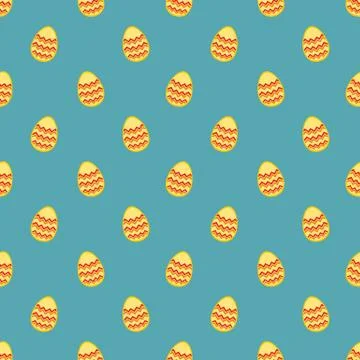 Tile vector pattern with easter eggs on mint blue background 스톡 일러스트