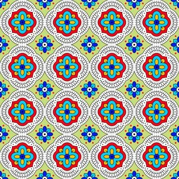 Tile Vector Pattern Flower Lisbon Retro Old Tiles Mosaic Stock Illustration