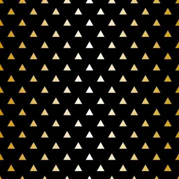 Tile vector pattern with golden triangle print on black background Illustrazione stock