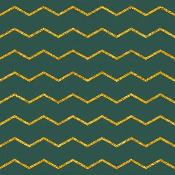 Tile vector pattern with green stripes and gold background Stock Illustration
