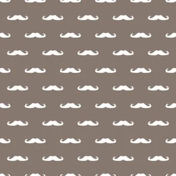 Tile vector pattern with mustaches on chocolate brown background Stock Illustration