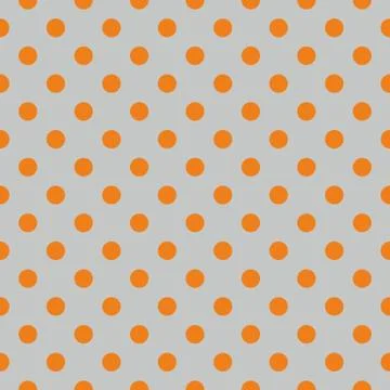 Tile vector pattern with orange polka dots on grey background Stock Illustration