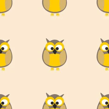 Tile vector pattern with owls on pastel background Stock Illustration