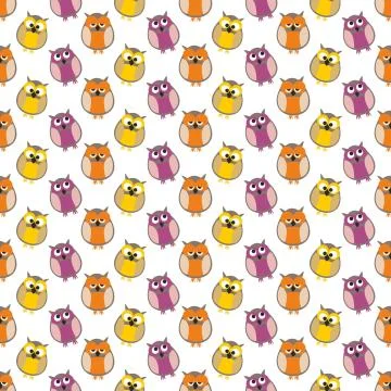 Tile vector pattern with owls on white background Stock Illustration