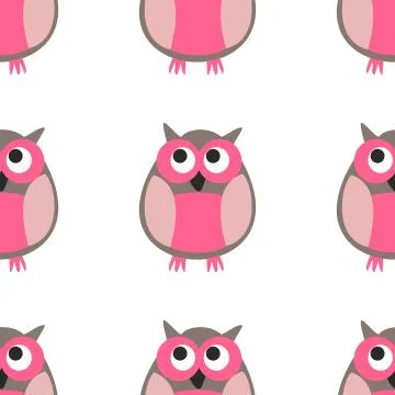 Tile vector pattern with owls on white background Illustrazione stock