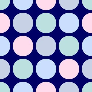 Tile vector pattern with pastel dots on dark blue background Stock Illustration