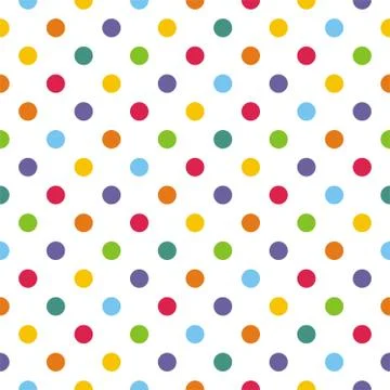 Tile vector pattern with pastel polka dots on white background Stock Illustration