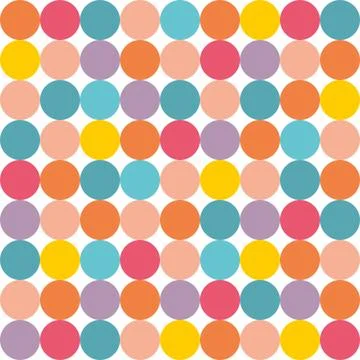 Tile vector pattern with pastel polka dots on white background Illustrazione stock