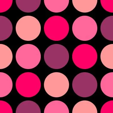 Tile vector pattern with pink dots on black background Illustrazione stock