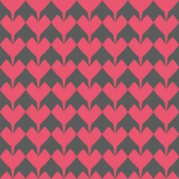 Tile vector pattern with pink hearts on black background Stock Illustration