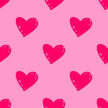 Tile vector pattern with pink hearts on pastel background Stock Illustration