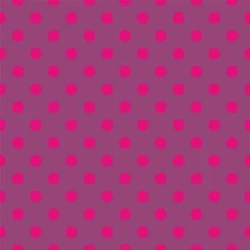 Tile vector pattern with pink polka dots on violet background Stock Illustration
