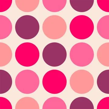 Tile vector pattern with pink polka dots on pastel background 스톡 일러스트