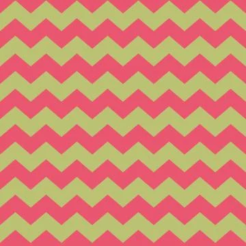 Tile vector pattern with pink zig zag on green background Stock Illustration